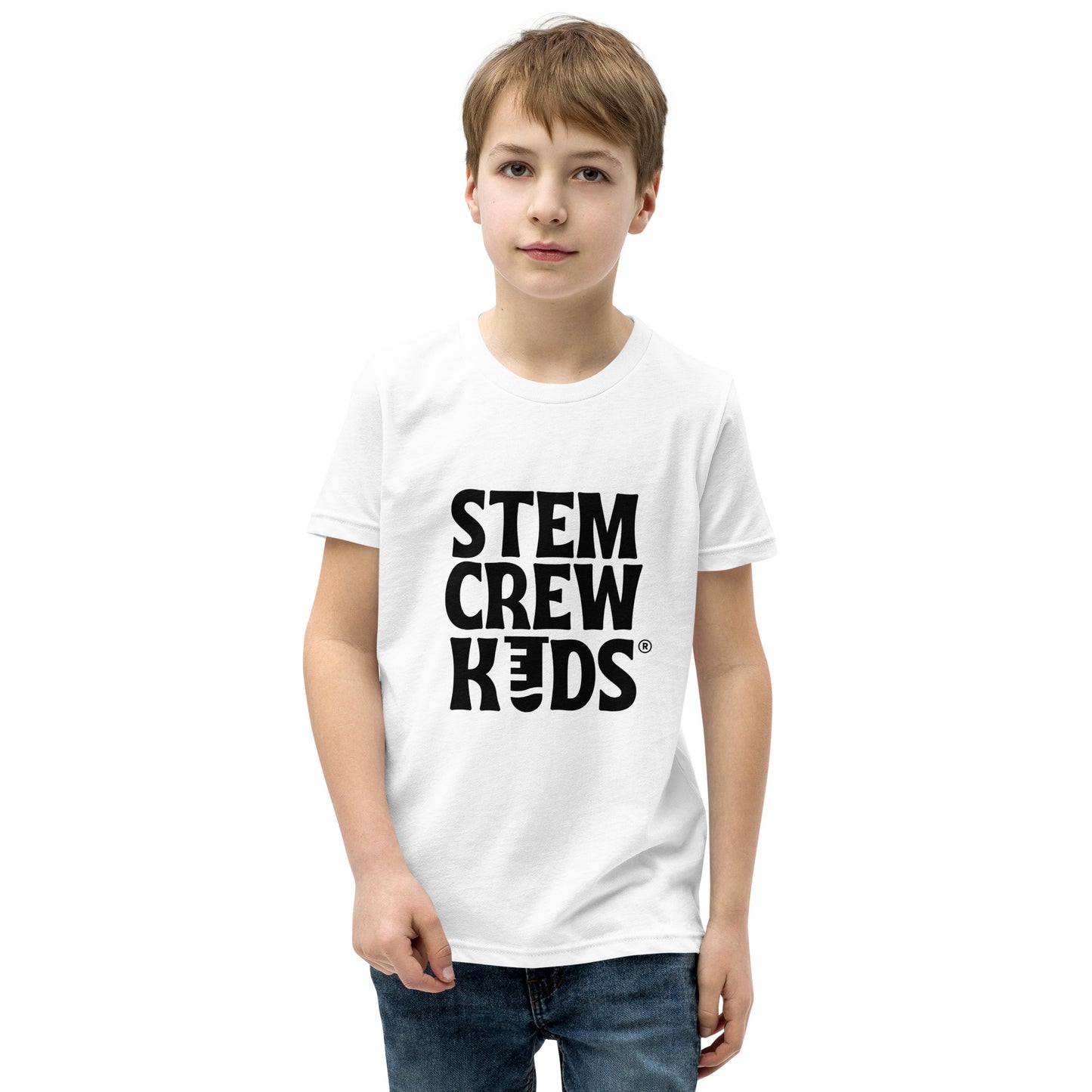 STEM Crew Kids Youth Short Sleeve T-Shirt (Black & White)