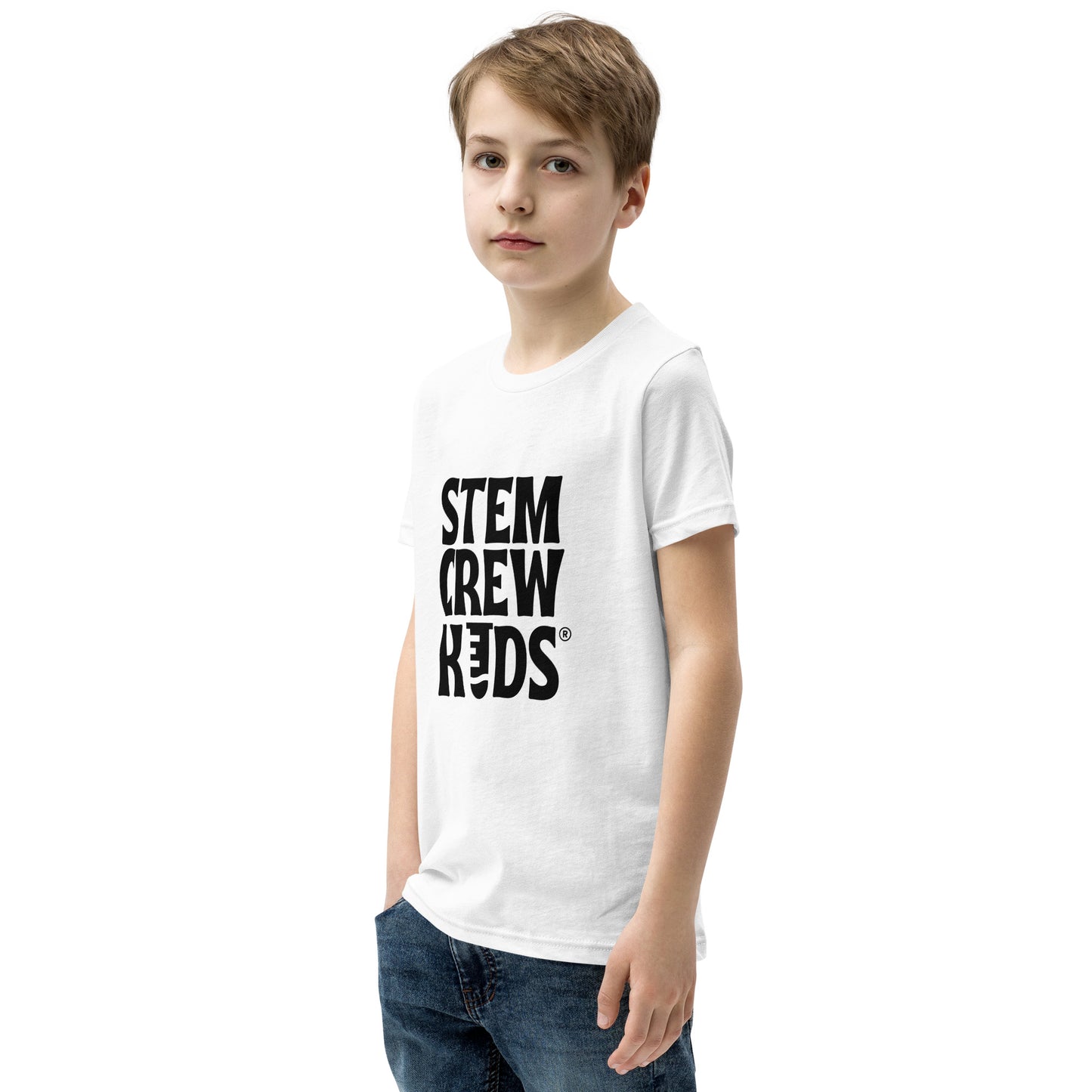 STEM Crew Kids Youth Short Sleeve T-Shirt (Black & White)