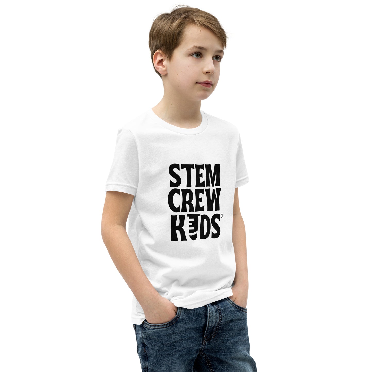 STEM Crew Kids Youth Short Sleeve T-Shirt (Black & White)